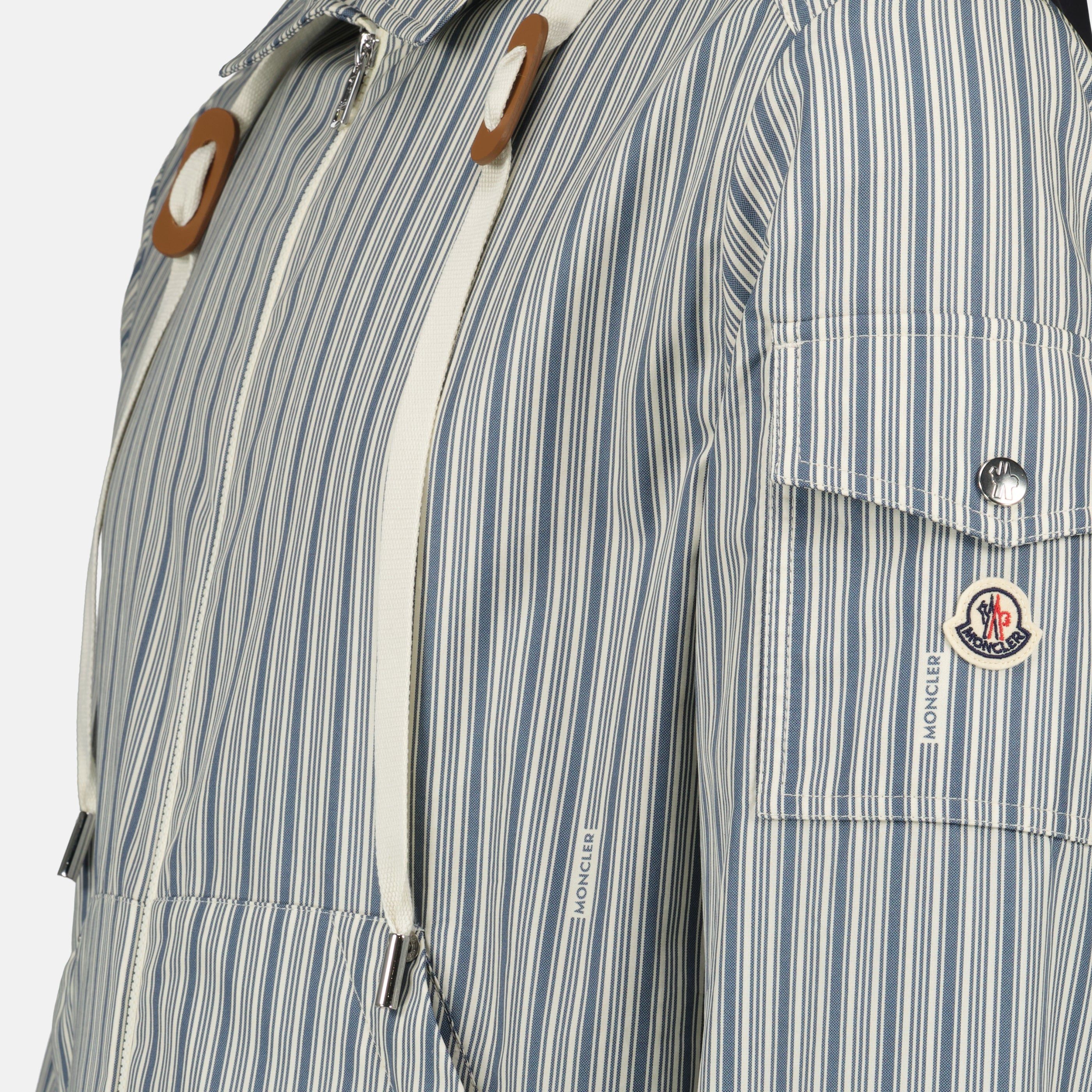 Vestes Veste Havas en popeline rayée Moncler Bleu Homme