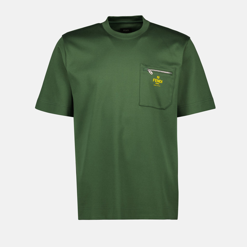 T-shirts Cotton T-shirt Fendi Green Homme