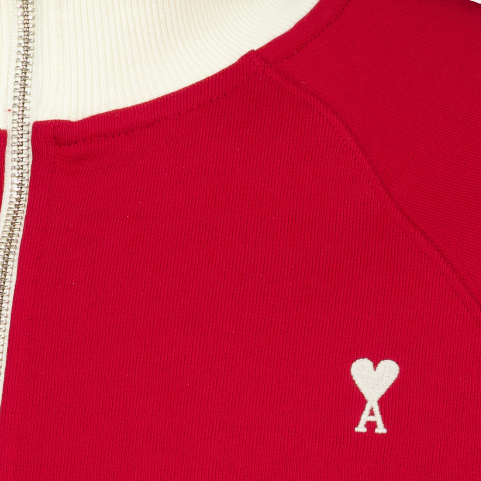 Sweatshirts Giacca in Cotone Rossa con Zip Ami PARIS Rouge Unisexe