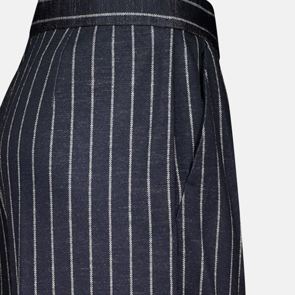 Pantalons Pantalon en laine à rayures bleu marine Max Mara Bleu foncé Femme