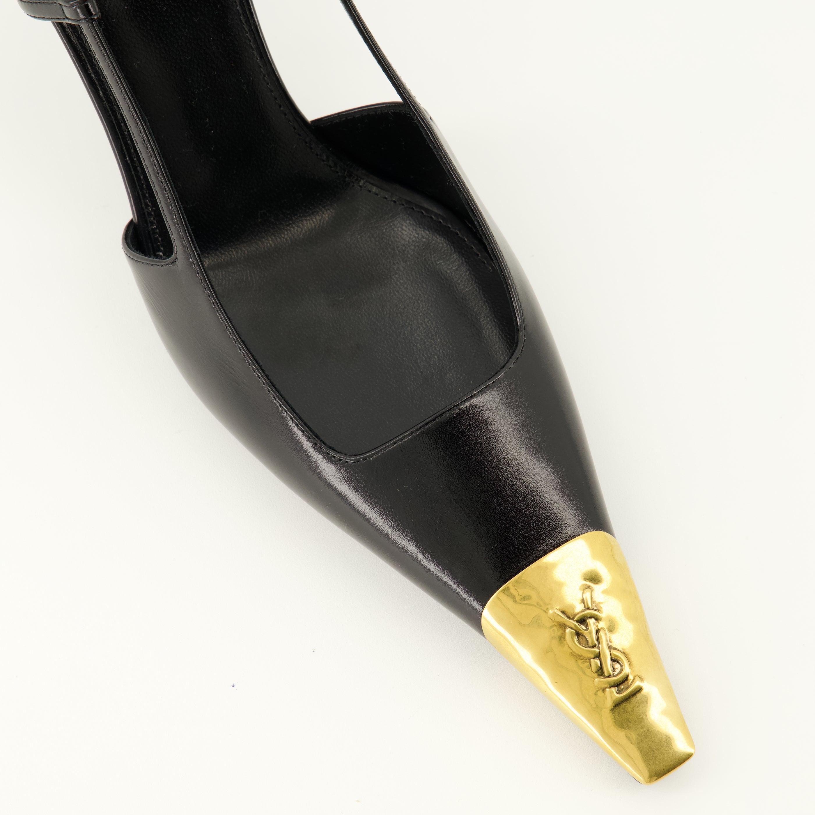 Escarpins Jeanne Slingback in Pelle Nera Saint Laurent Noir Femme