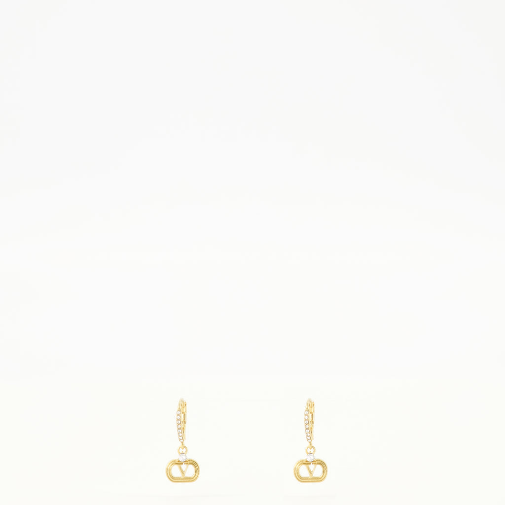 Bijoux Orecchini Ovalette in Metallo Dorato e Cristalli Swarovski® Valentino Garavani Doré Femme