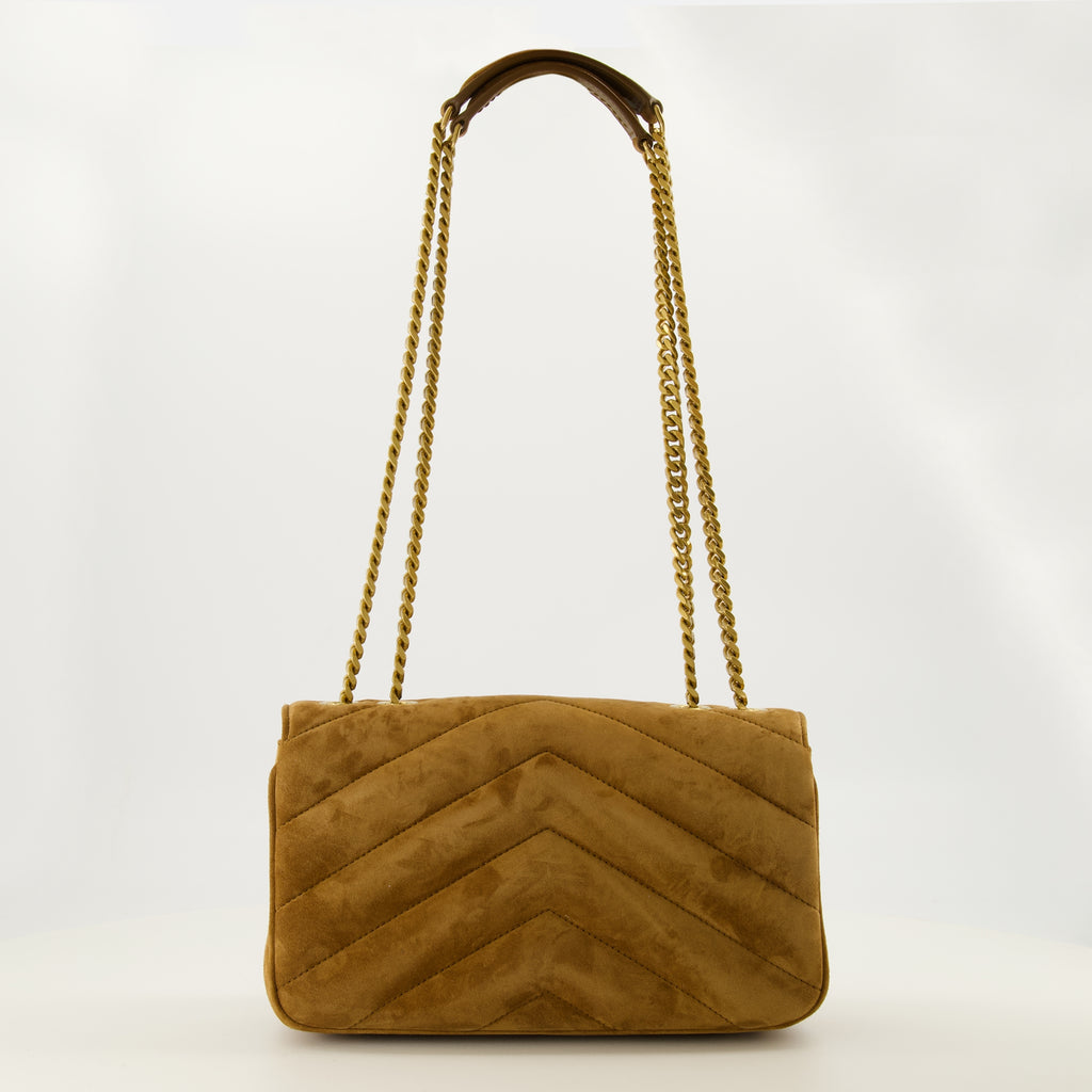 Sacs à main et épaule 베이지 스웨이드로 만든 룰루 스몰 백 Saint Laurent Marron Femme