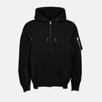 Sudaderas Sudadera con Cremallera Bicolor Sacai Negro Hombres