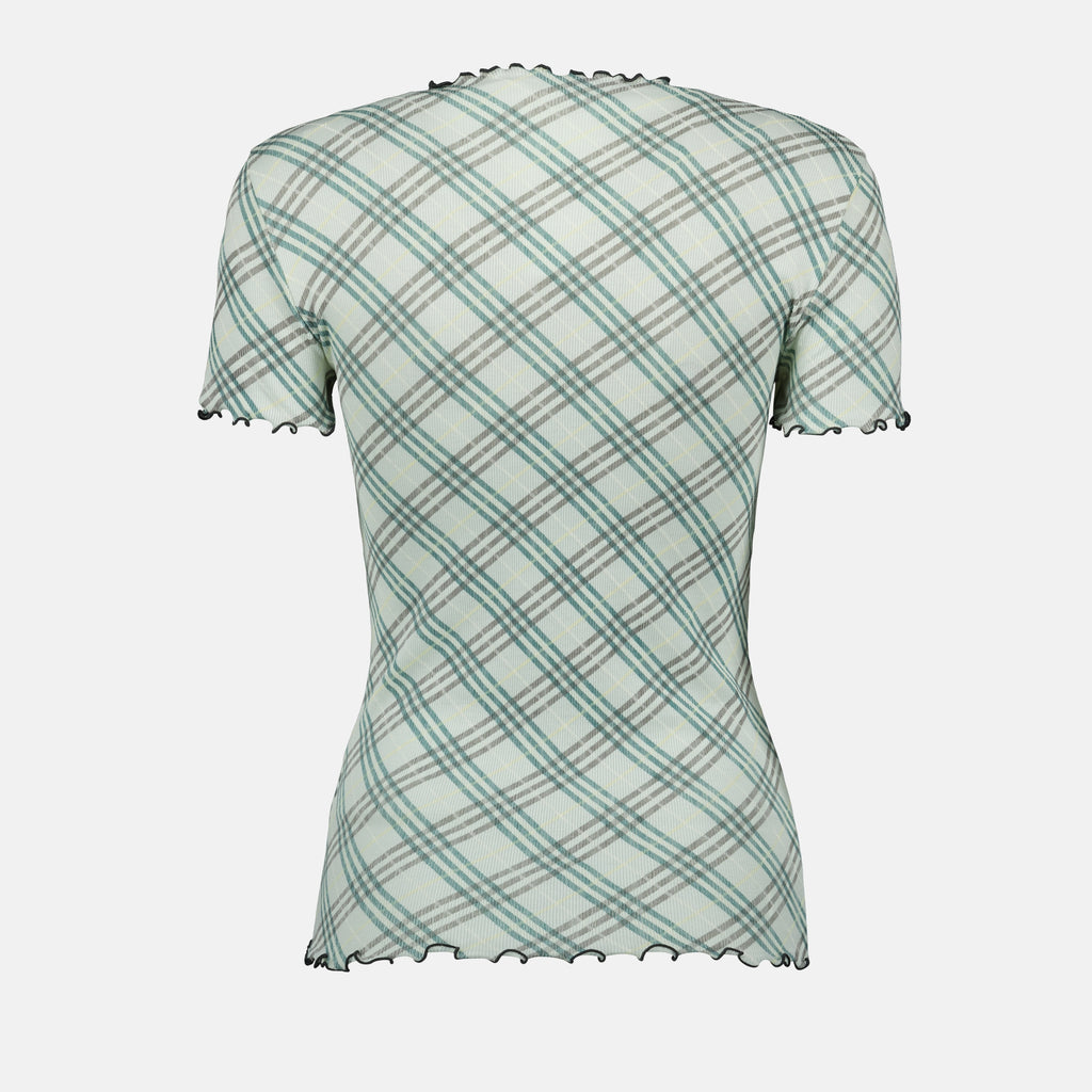 T-shirts Checked Stretch Top Burberry Green Femme