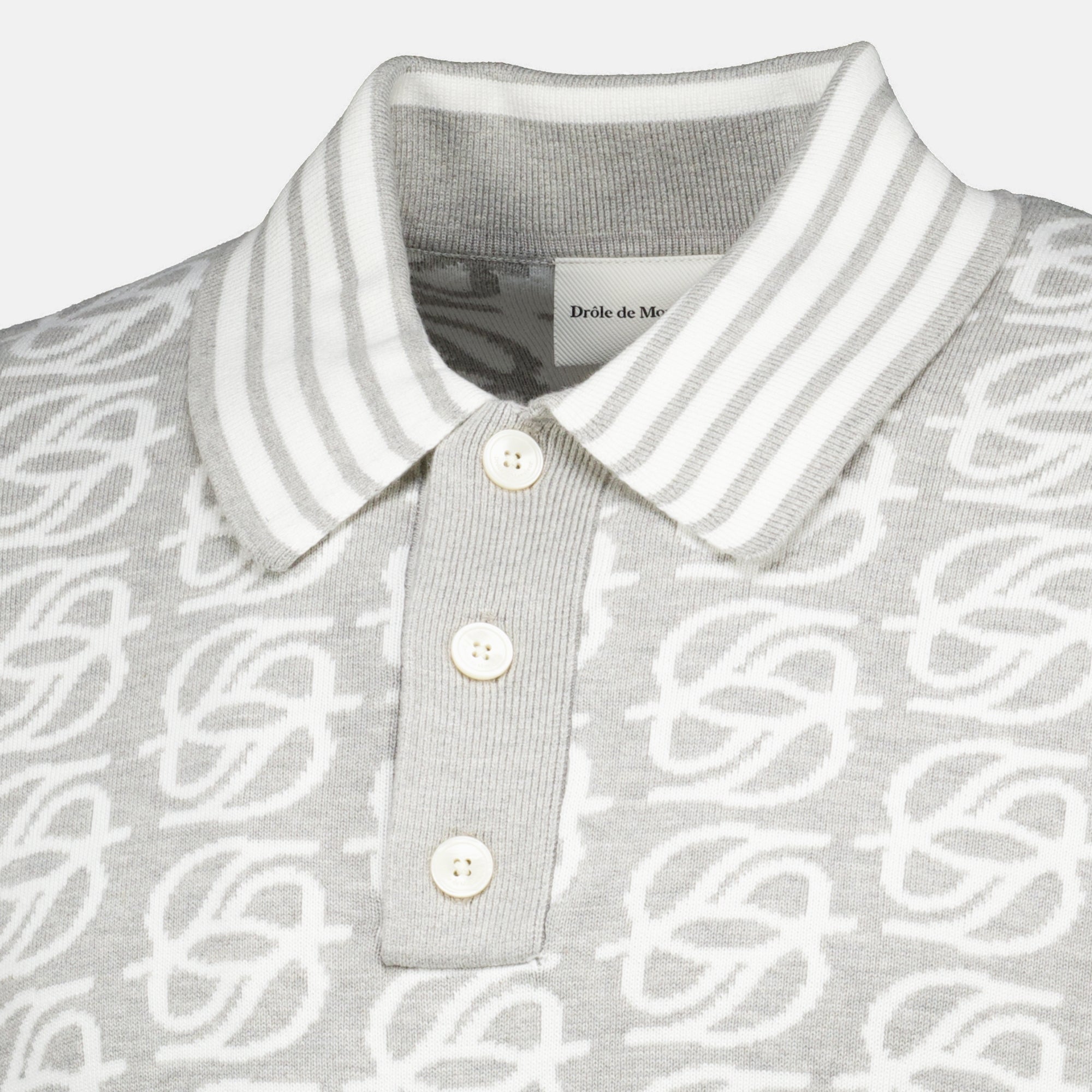 Maille D Miror Grey Knit Polo Drole De Monsieur Gris Homme