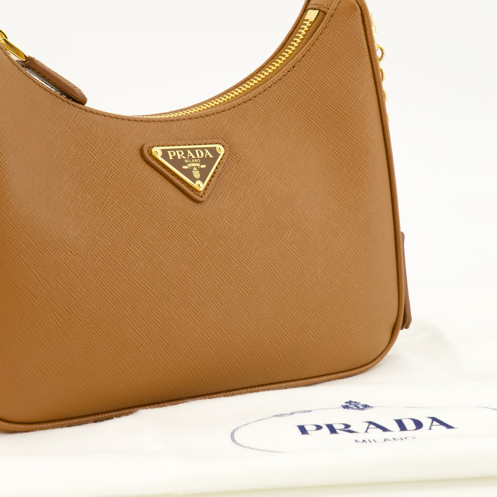 Sacs à main et épaule 미니 리에디션 2005 갈색 가죽 백 Prada Marron Femme