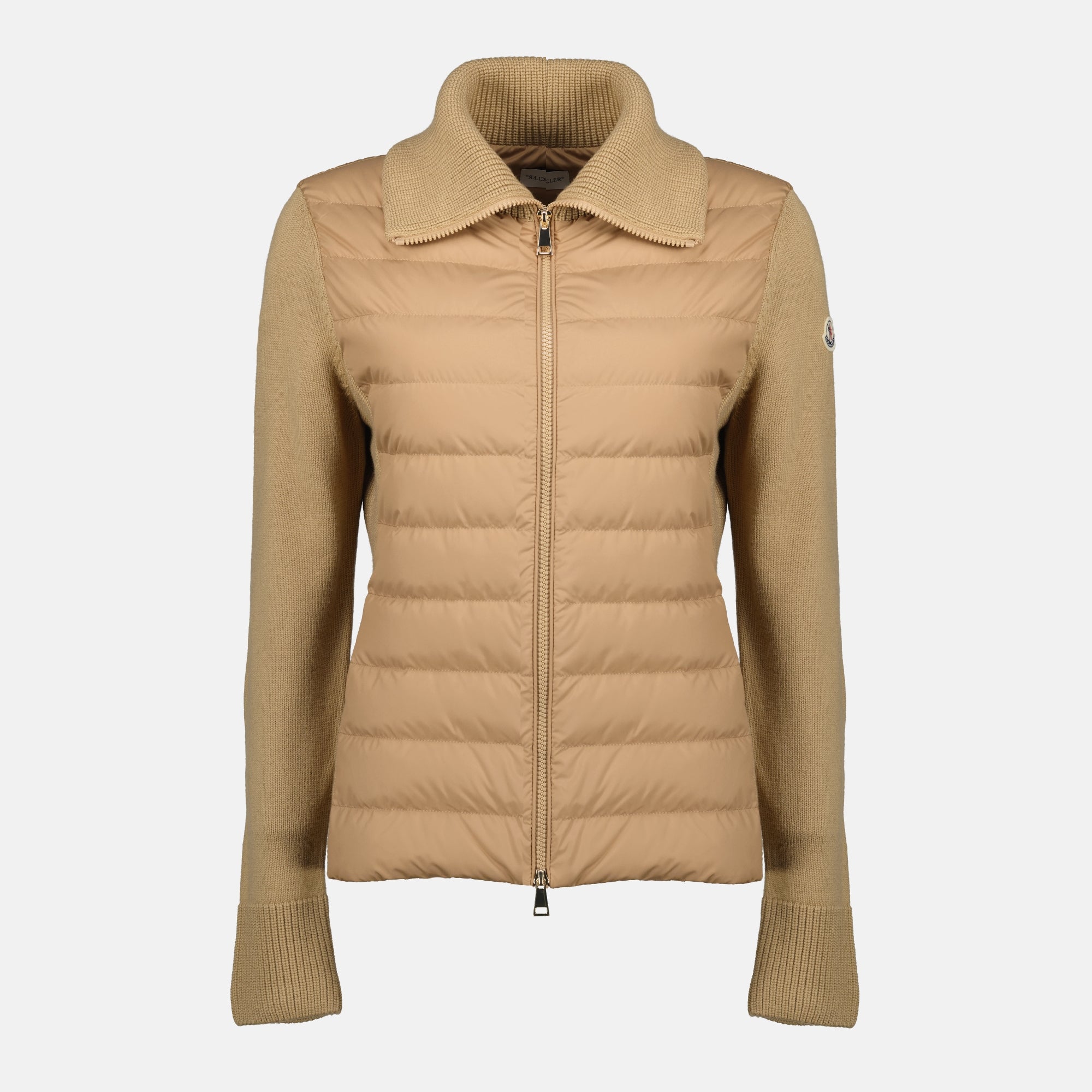 Image de l'article Cardigan bi-matière beige de la marque Moncler pour Femme - Saison Printemps-Été 2026 - Vue de Face