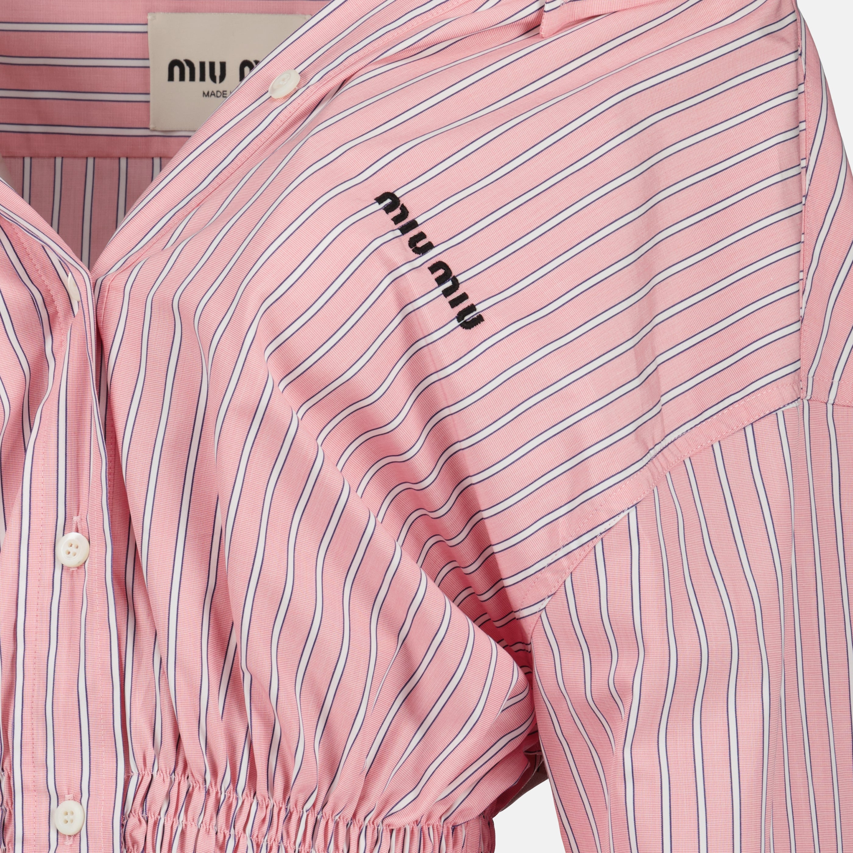miu miu dress shirt Miu Miu: Pink Cropped Poplin Shirt