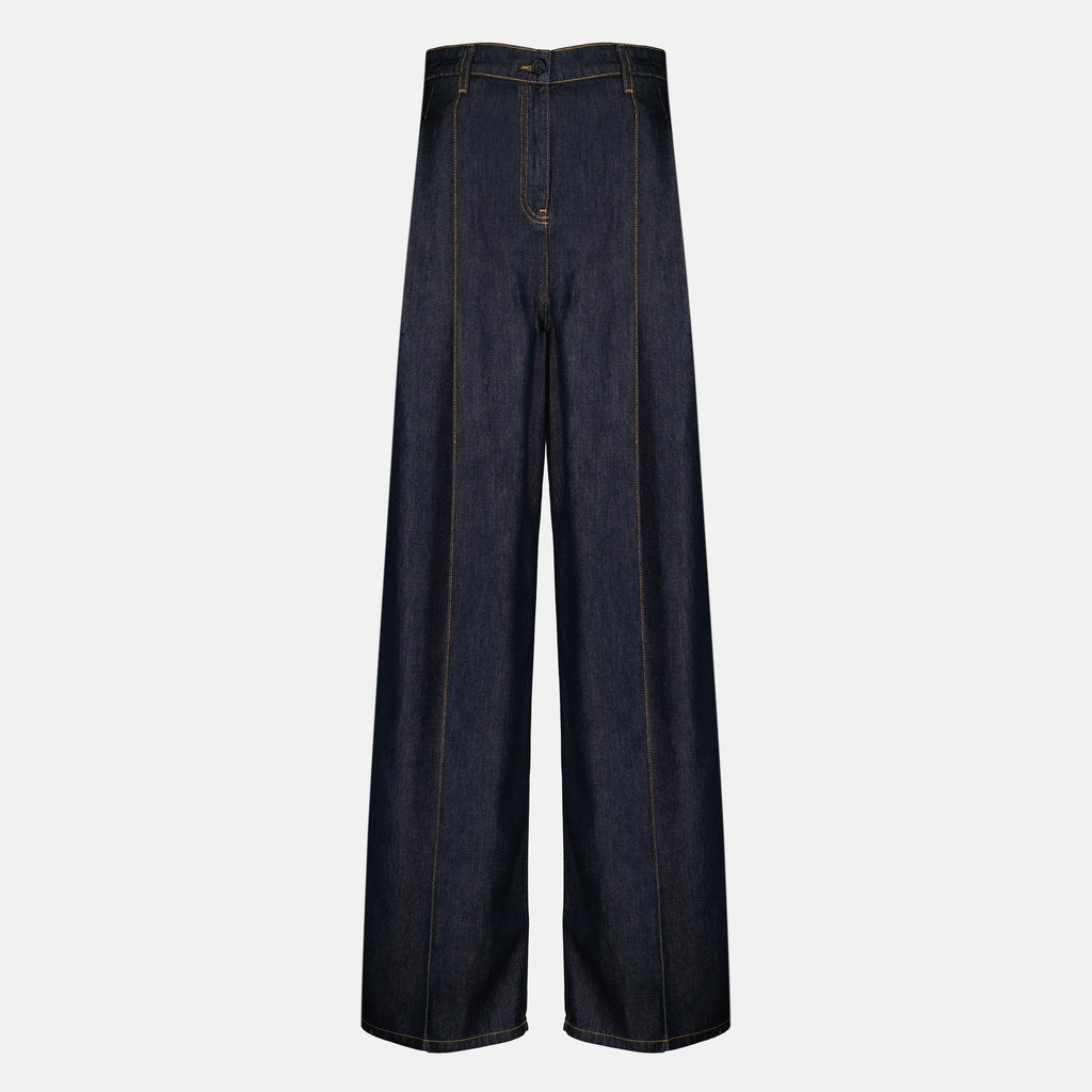 Pantalons Calças de Denim Satinado Azul Largo Iro Bleu foncé Femme