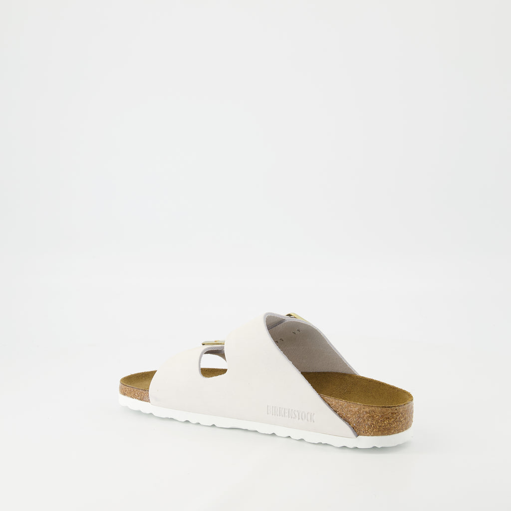 Zapatos abiertos Sandalias Arizona Grises Birkenstock Blanco Femme