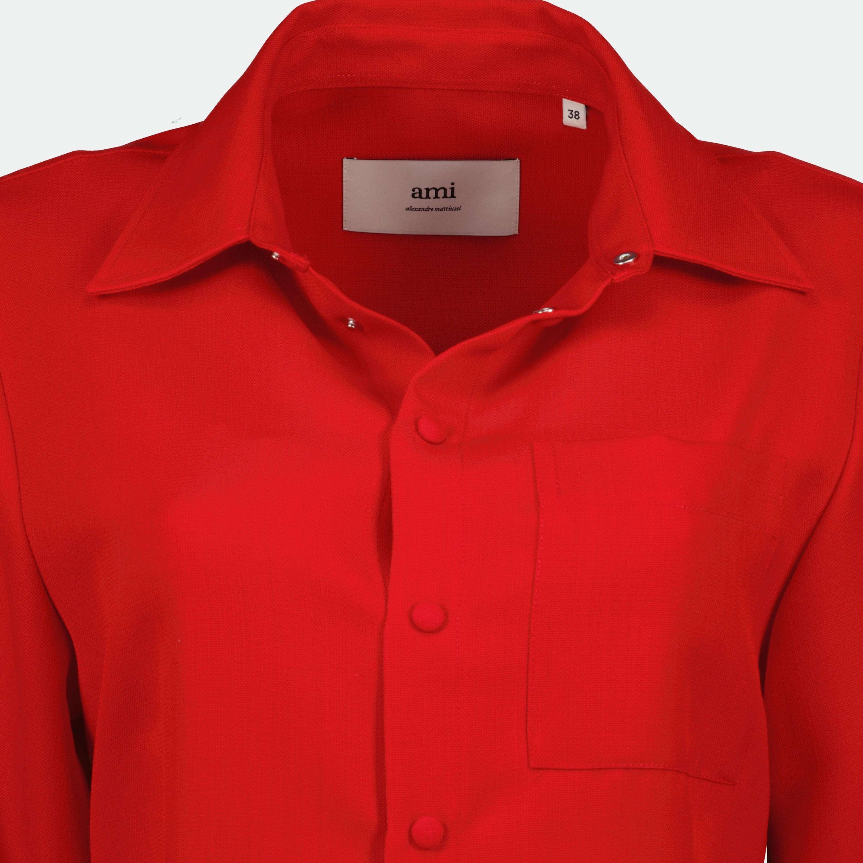 Vestidos Vestido Camisa en Lana Ami PARIS Rojo Femme