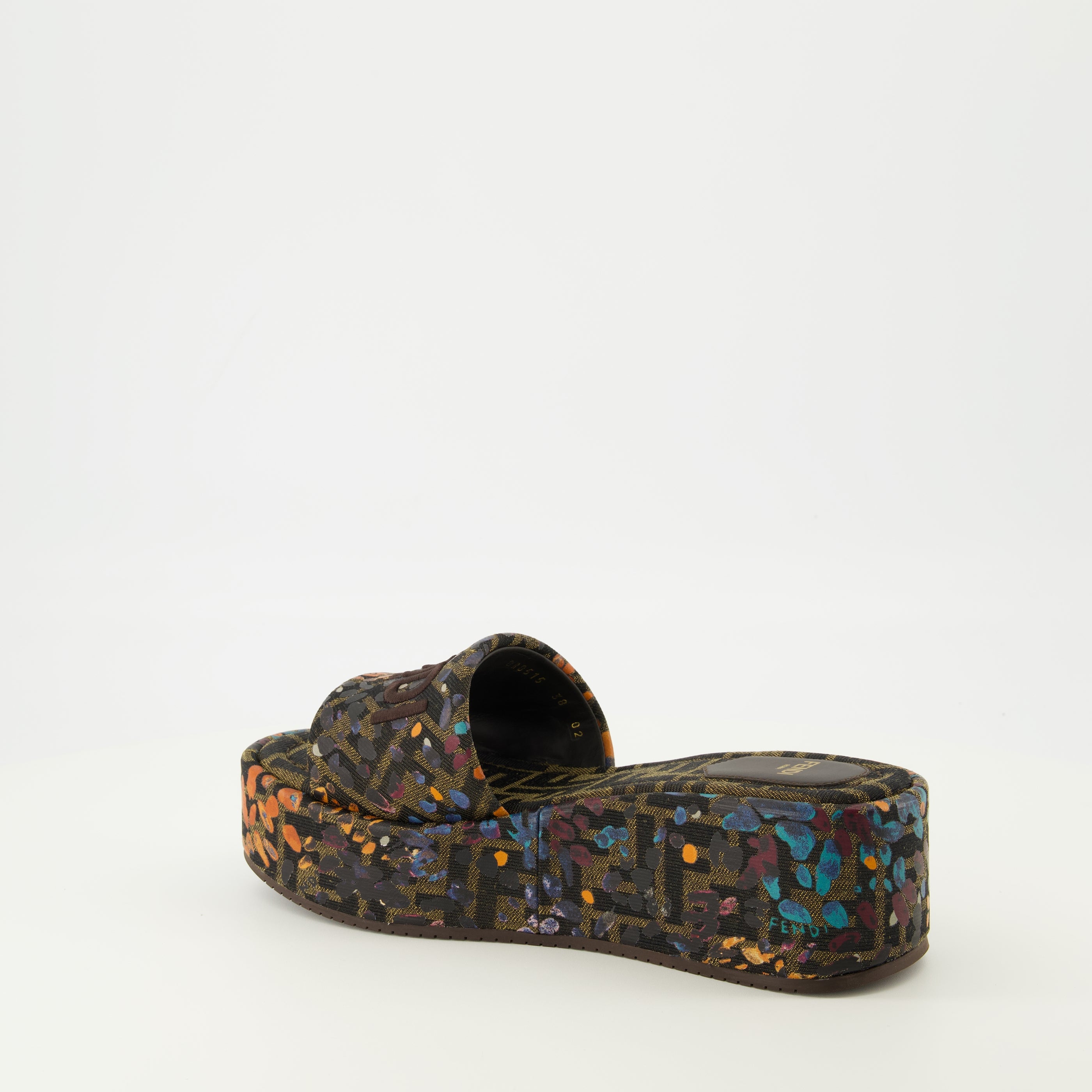 Compensées et plateformes Mules compensées à motif FF floral Fendi Marron Femme