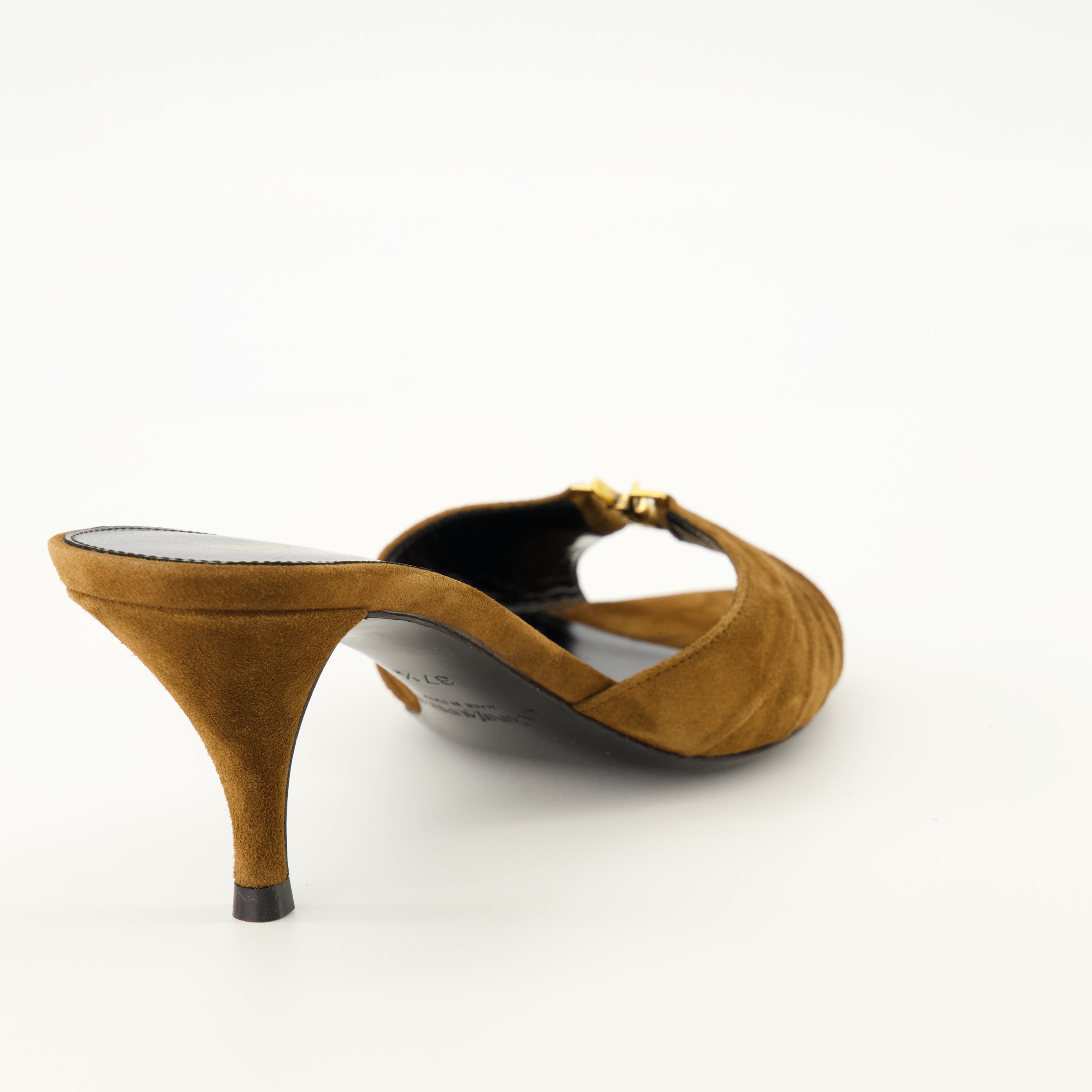 Chaussures ouvertes Babylone Mules Marrones en Suede Saint Laurent Marron Femme