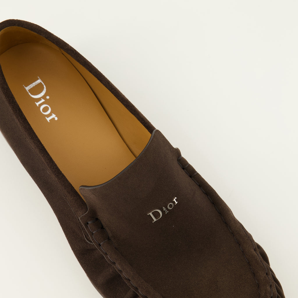 Mocassins Mocassins Maurice en veau velours marron foncé Dior Marron Homme