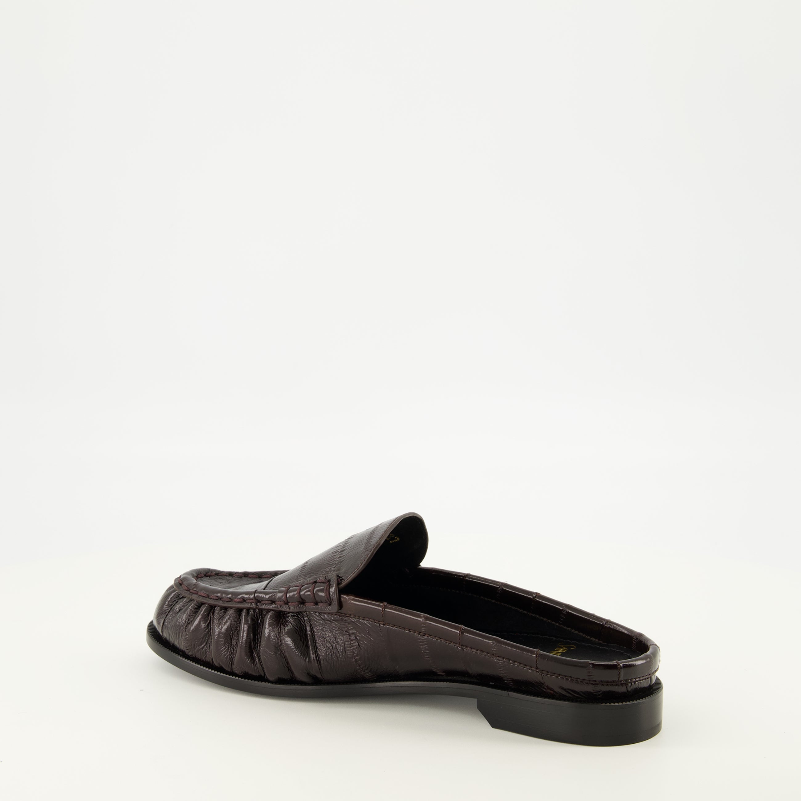 Chaussures ouvertes 브라운 가죽 로퍼 뮬 Saint Laurent Marron Femme