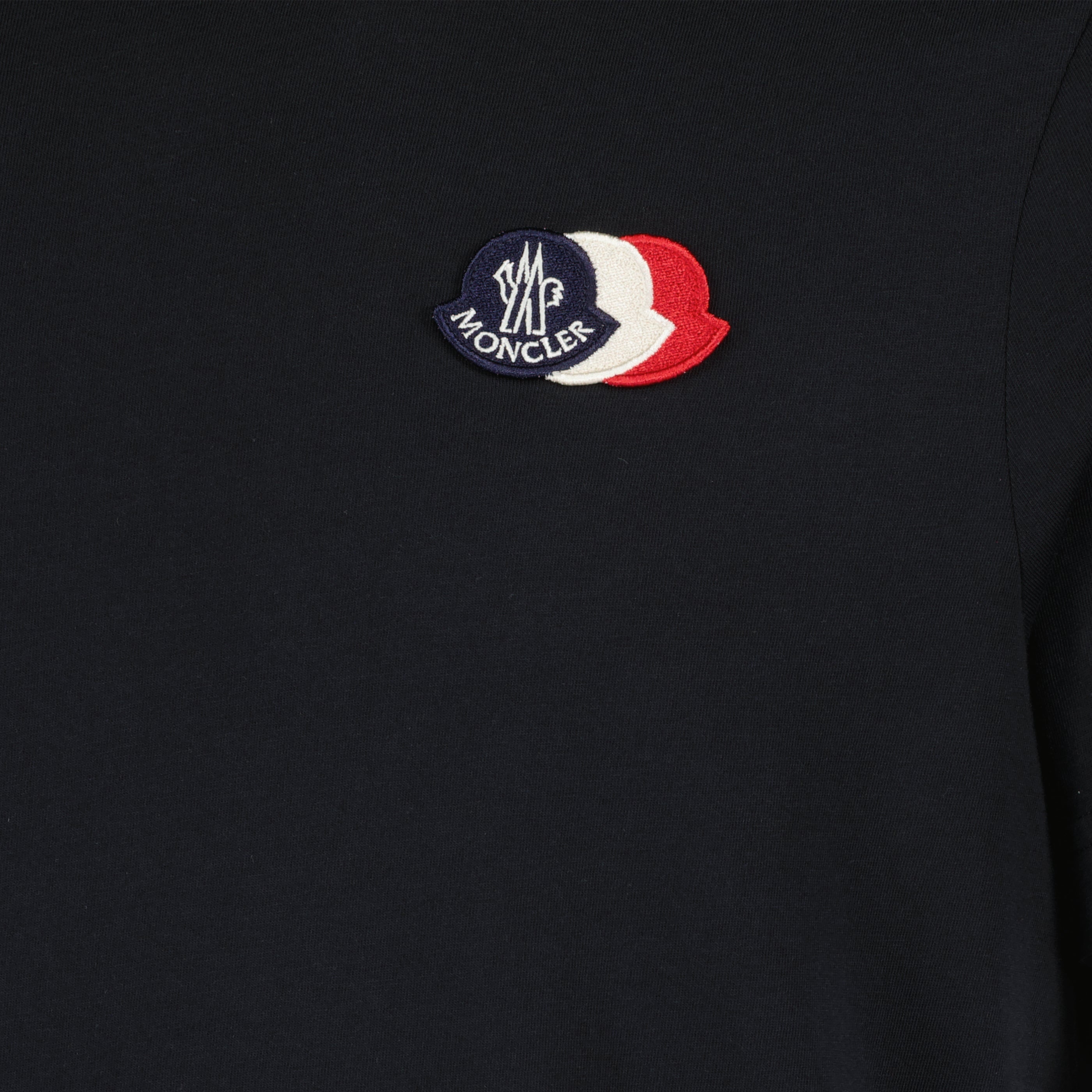 ネイビーブルー トリカラー ロゴ コットンTシャツ Moncler - 男性