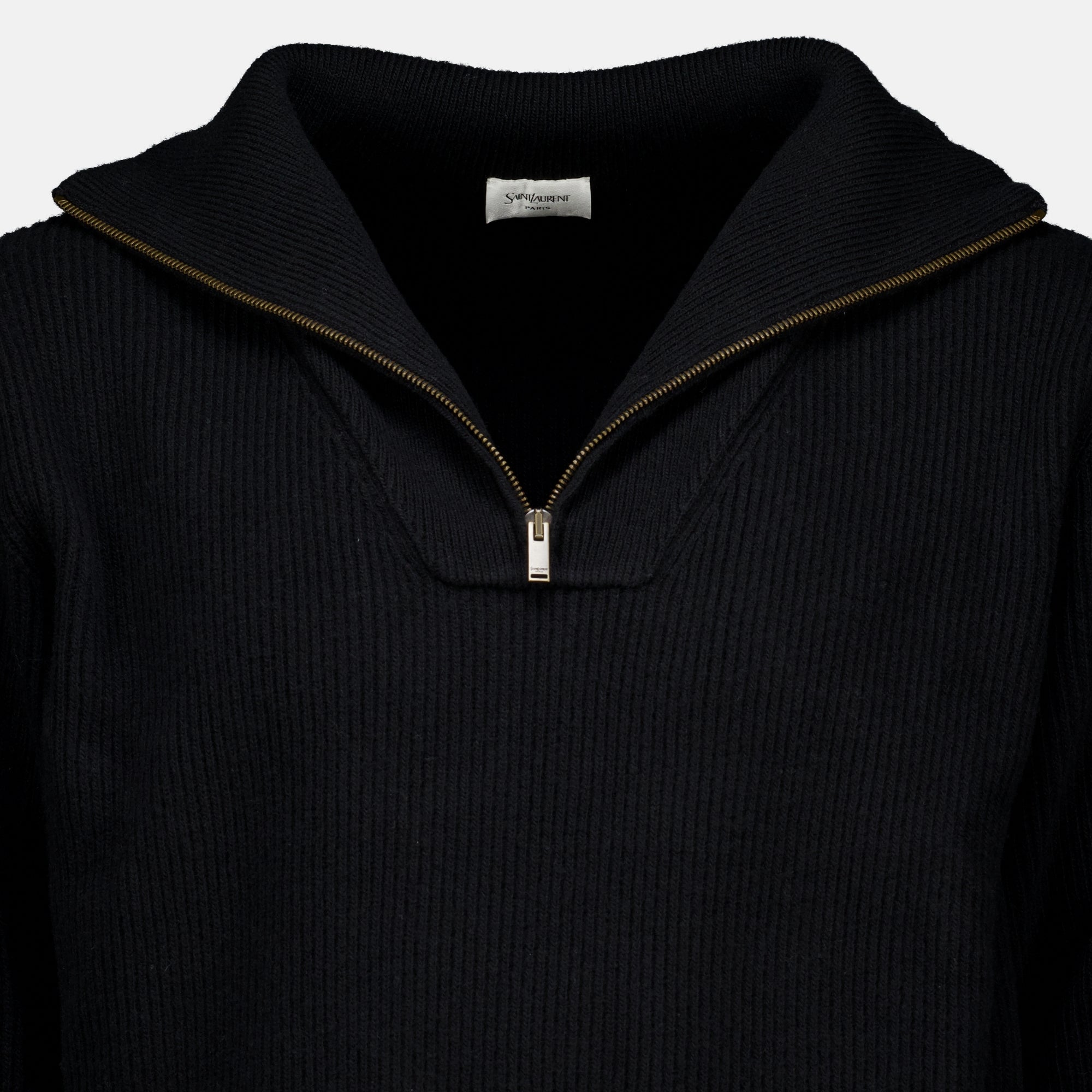 Maille Schwarzer Wollpullover mit 1/4-Reißverschluss Saint Laurent Noir Homme