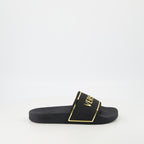 Offene schuhe Claquettes à logo Versace Schwarz Homme