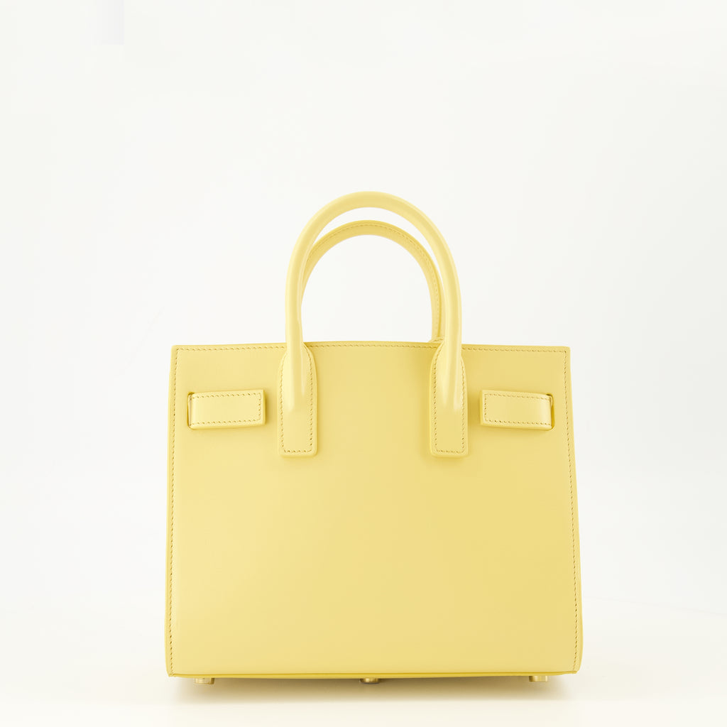 Image de l'article Sac de jour nano jaune de la marque Saint Laurent pour Femme - Saison Printemps-Été 2026 - Vue de Dos