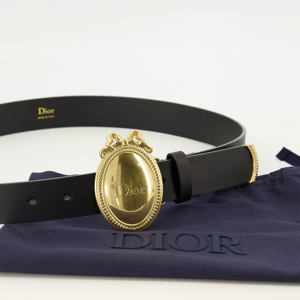 Ceintures 블랙 가죽 메달리온 벨트 Dior Noir Homme