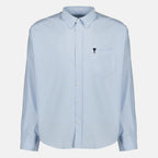 Image de l'article Chemise bleu en coton de la marque Ami PARIS pour Homme - Saison Printemps-Été 2026 - Vue de Face