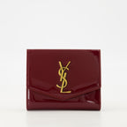 Kleine lederwaren Portefeuille Uptown en cuir verni Saint Laurent Bordeaux Femme