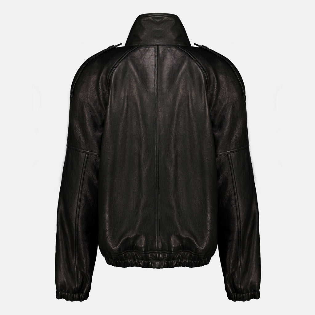 Manteaux ブラックヴィンテージレザージャケット Saint Laurent Noir Femme