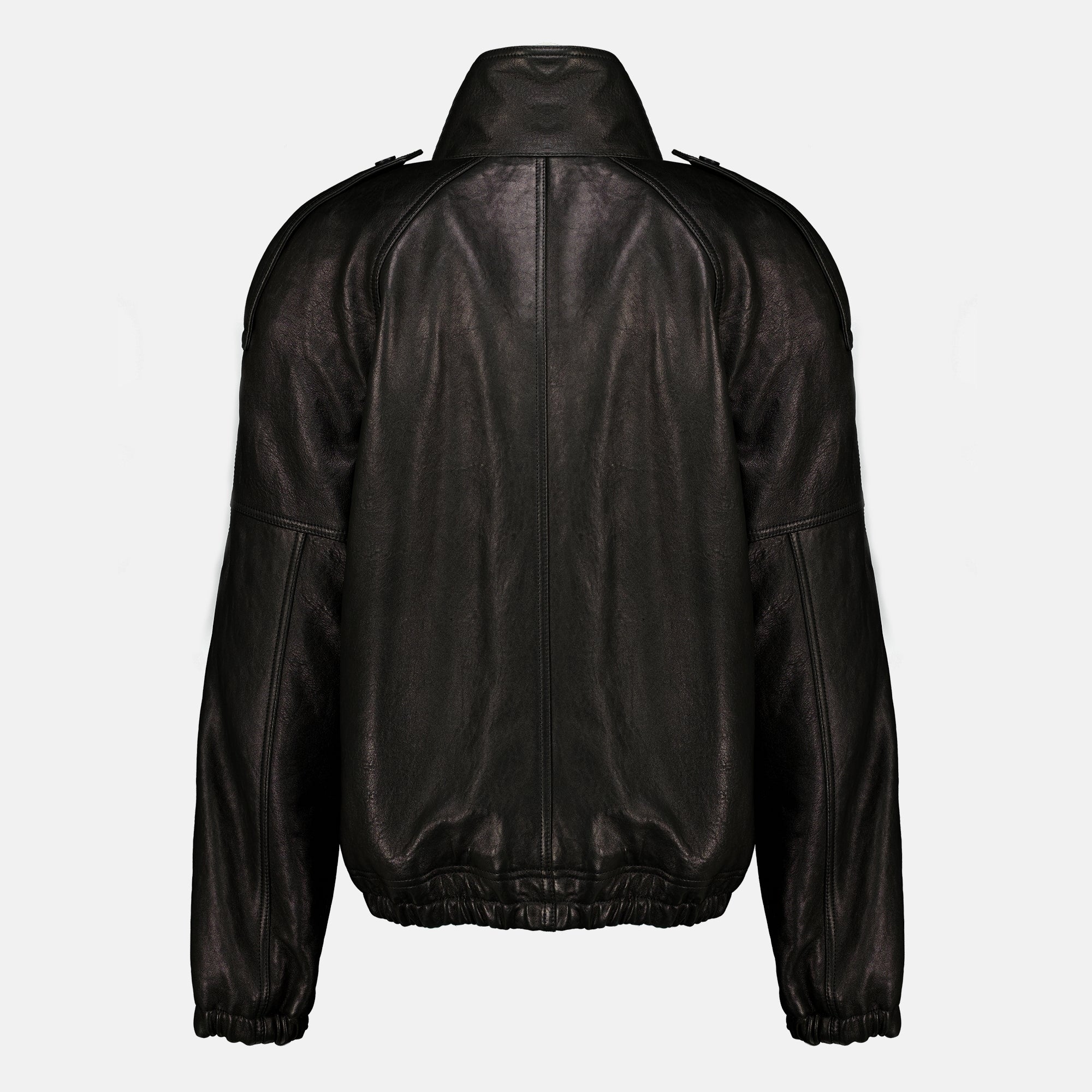 Manteaux ブラックヴィンテージレザージャケット Saint Laurent Noir Femme