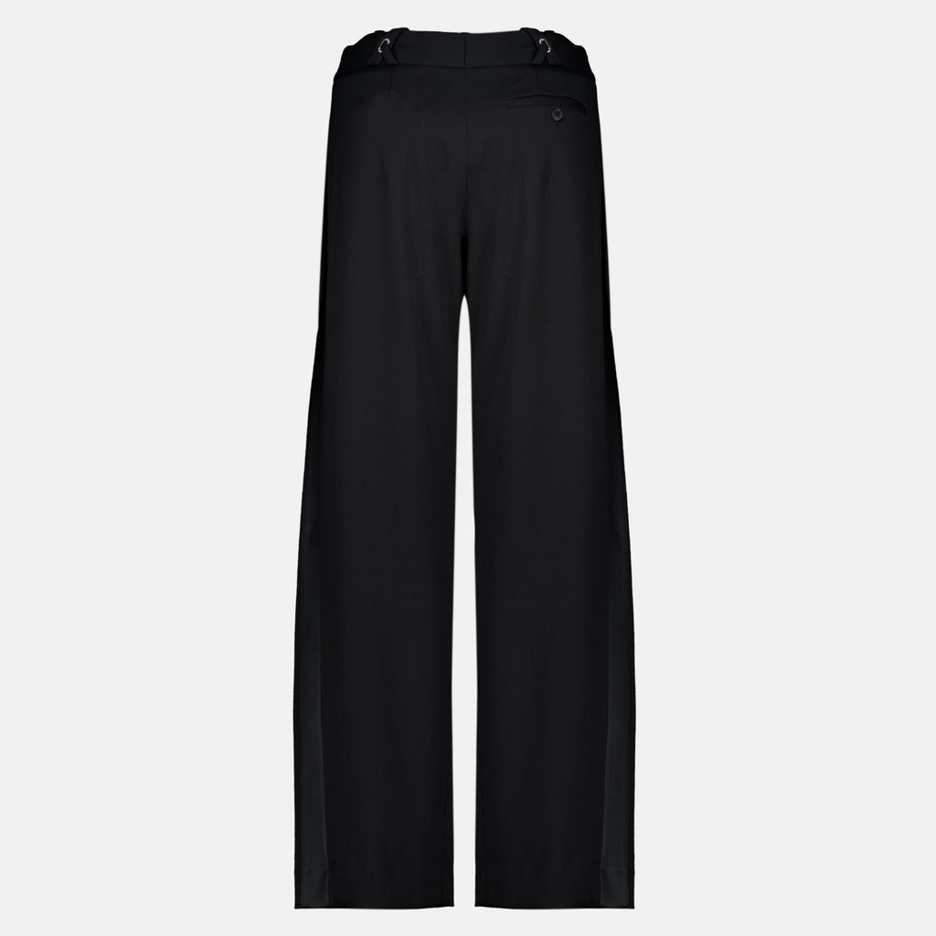 Pantalons 검정 넓은 다리 양모 바지 Rabanne Noir Femme