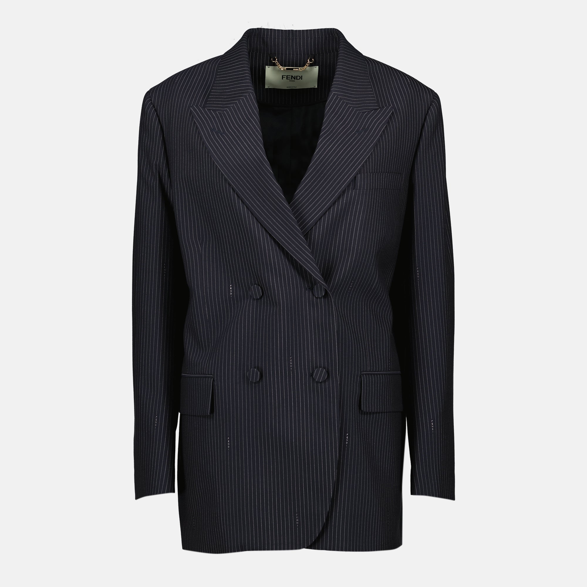 Image de l'article Blazer à rayures bleu marine de la marque Fendi pour Femme - Saison Printemps-Été 2026 - Vue de Face