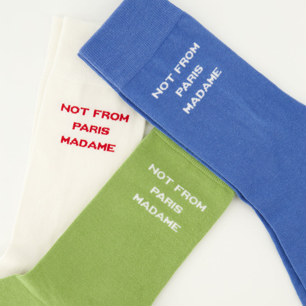 Imagen del artículo Paquete de 3 calcetines de algodón con eslogan de la marca Drole De Monsieur para hombre - Temporada Primavera-Verano 2026 - Vista Detallada_1
