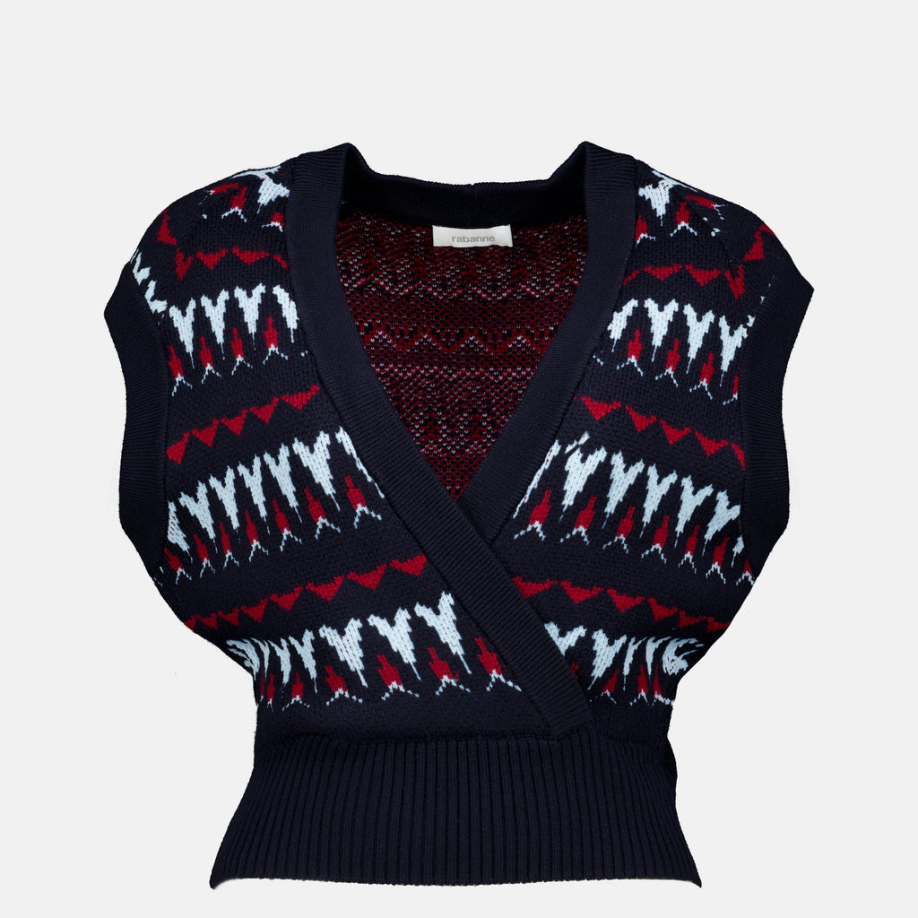 Maille Woll-Wickeltop Rabanne Bleu foncé Femme