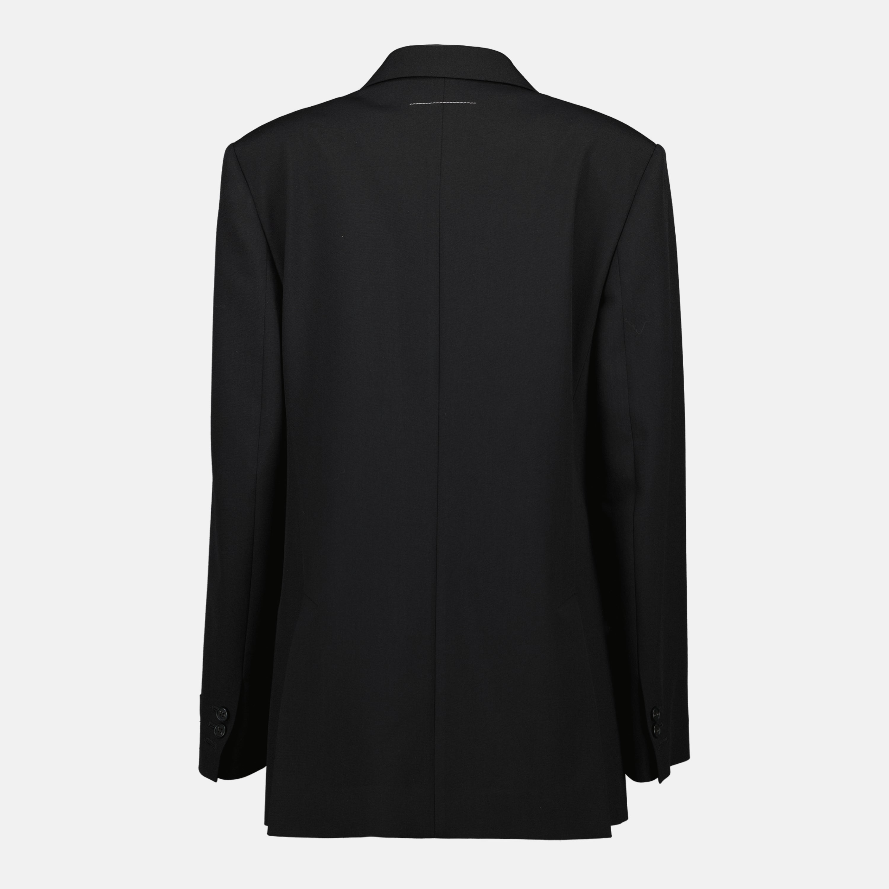 Mm6 브랜드의 여성용 블랙 울 블레이저 이미지 - 2026년 봄 여름 - 뒷면 보기