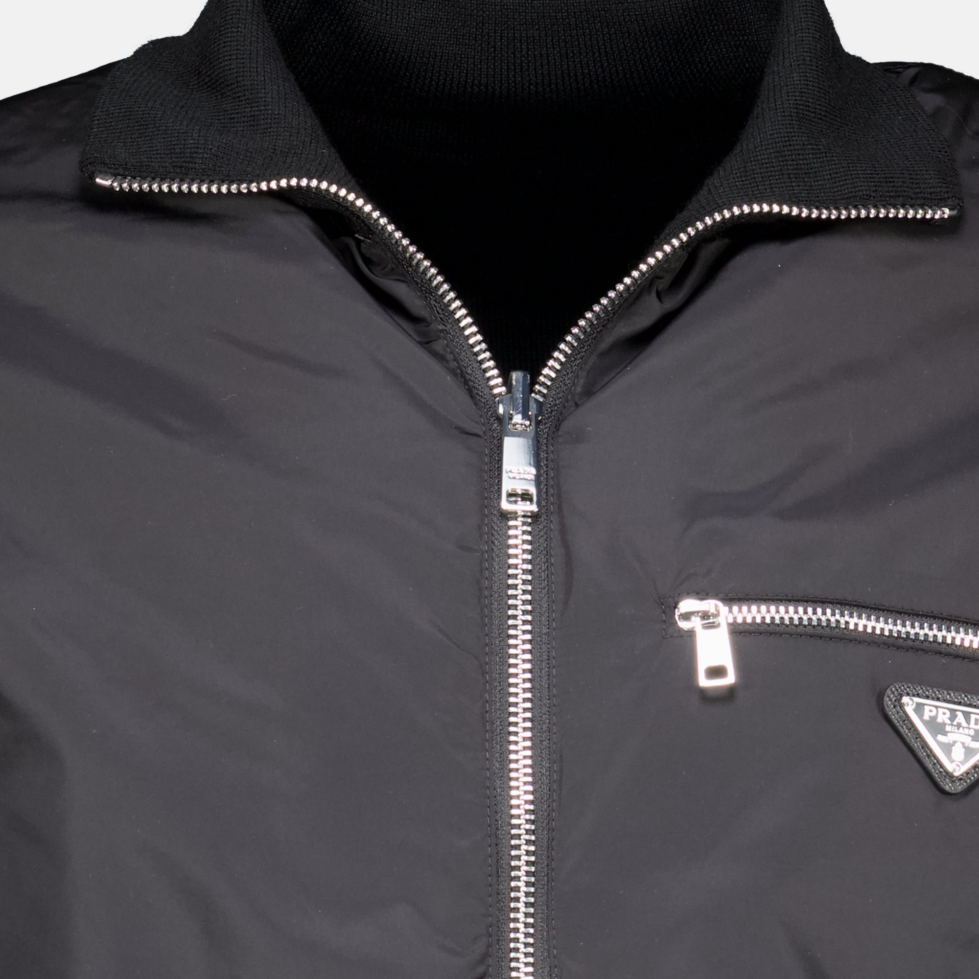 Vestes Wendbare Zip-Jacke Schwarz Prada Noir Homme