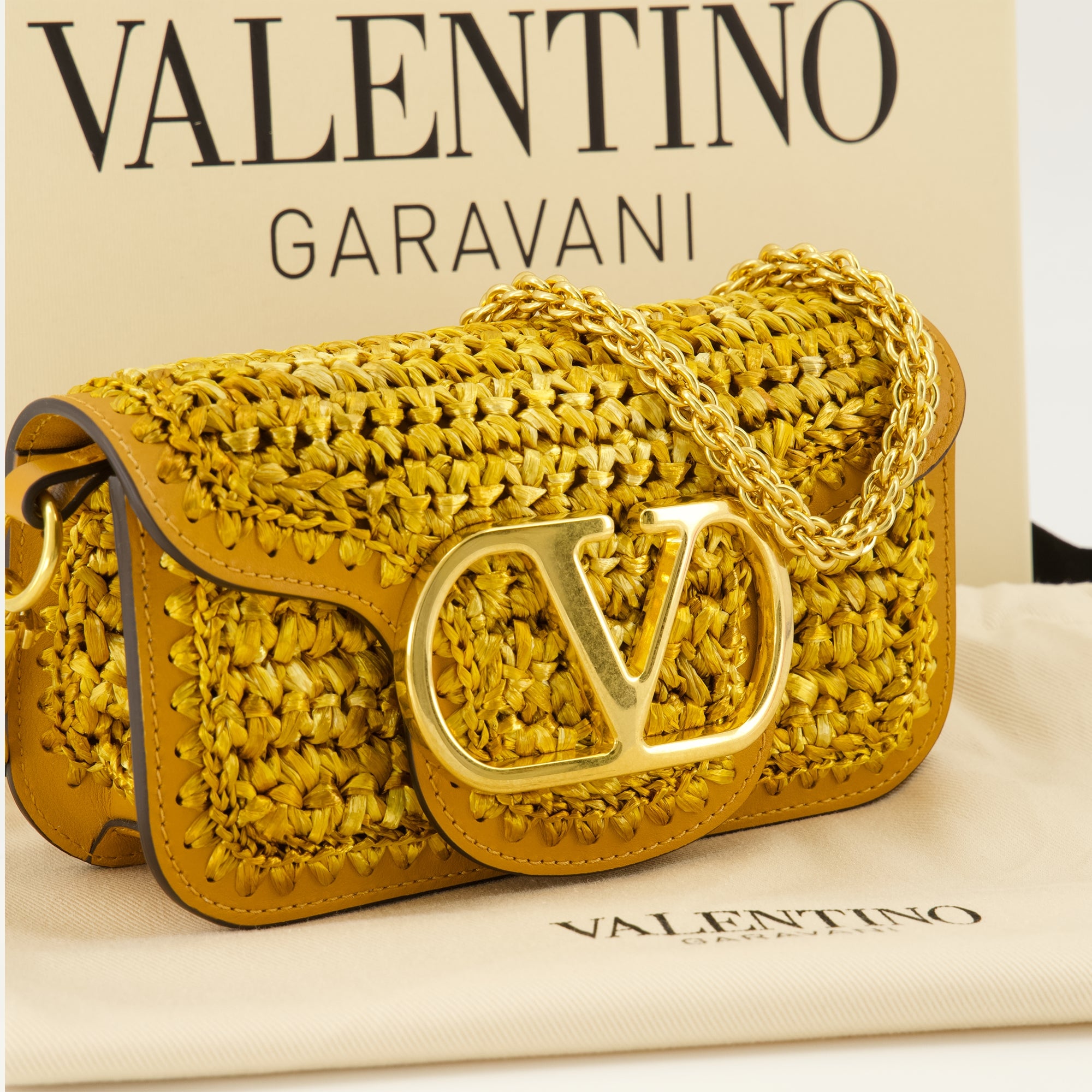 Locò Brown Leather and Raffia Bag Valentino Garavani - Women