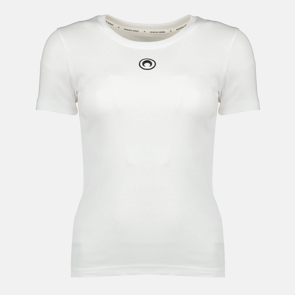 Image de l'article T-shirt Moon blanc de la marque Marine Serre pour Femme - Saison Automne-Hiver 2025 - Vue de Face