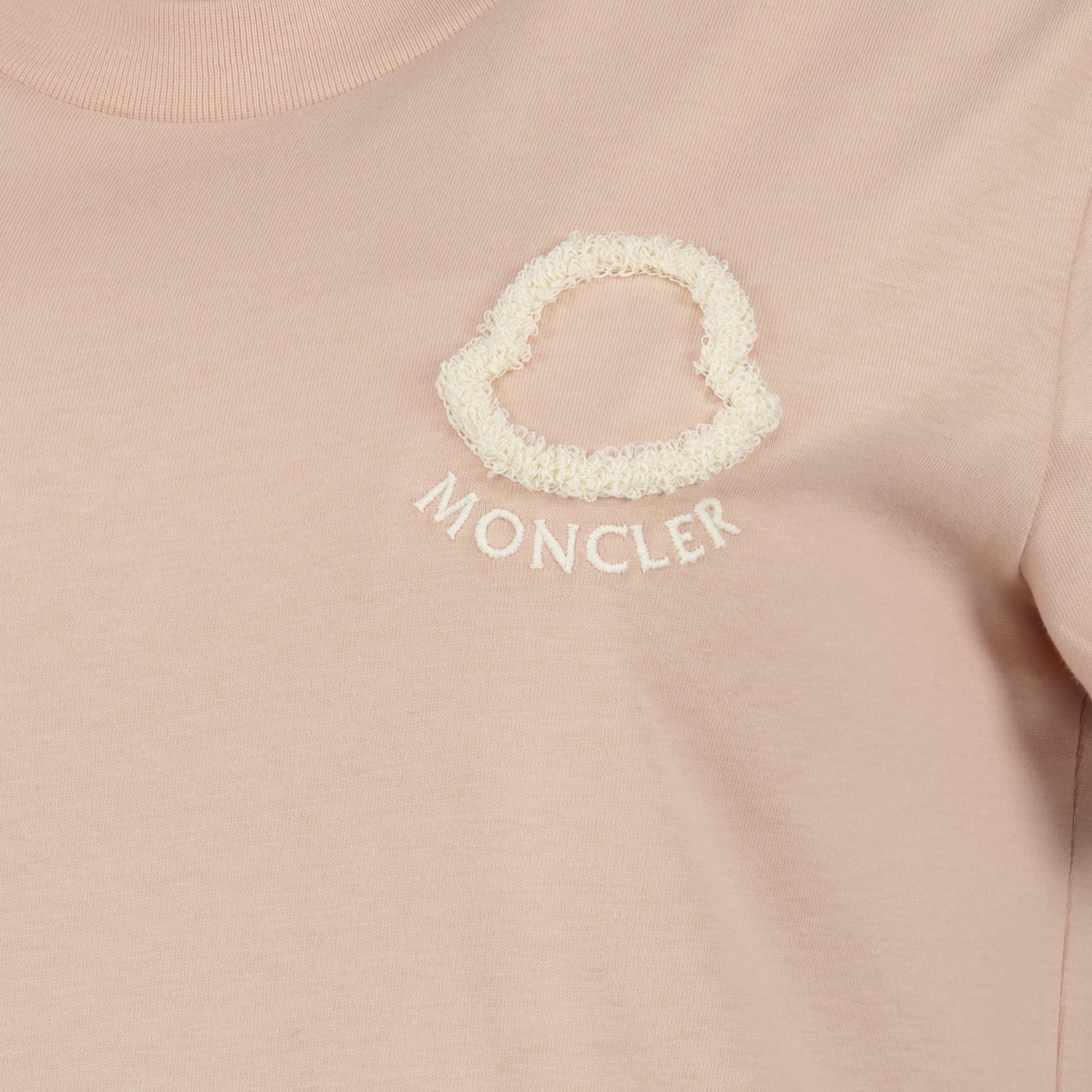 T-shirts T-shirt en coton à logo brodé rose Moncler Rose Femme