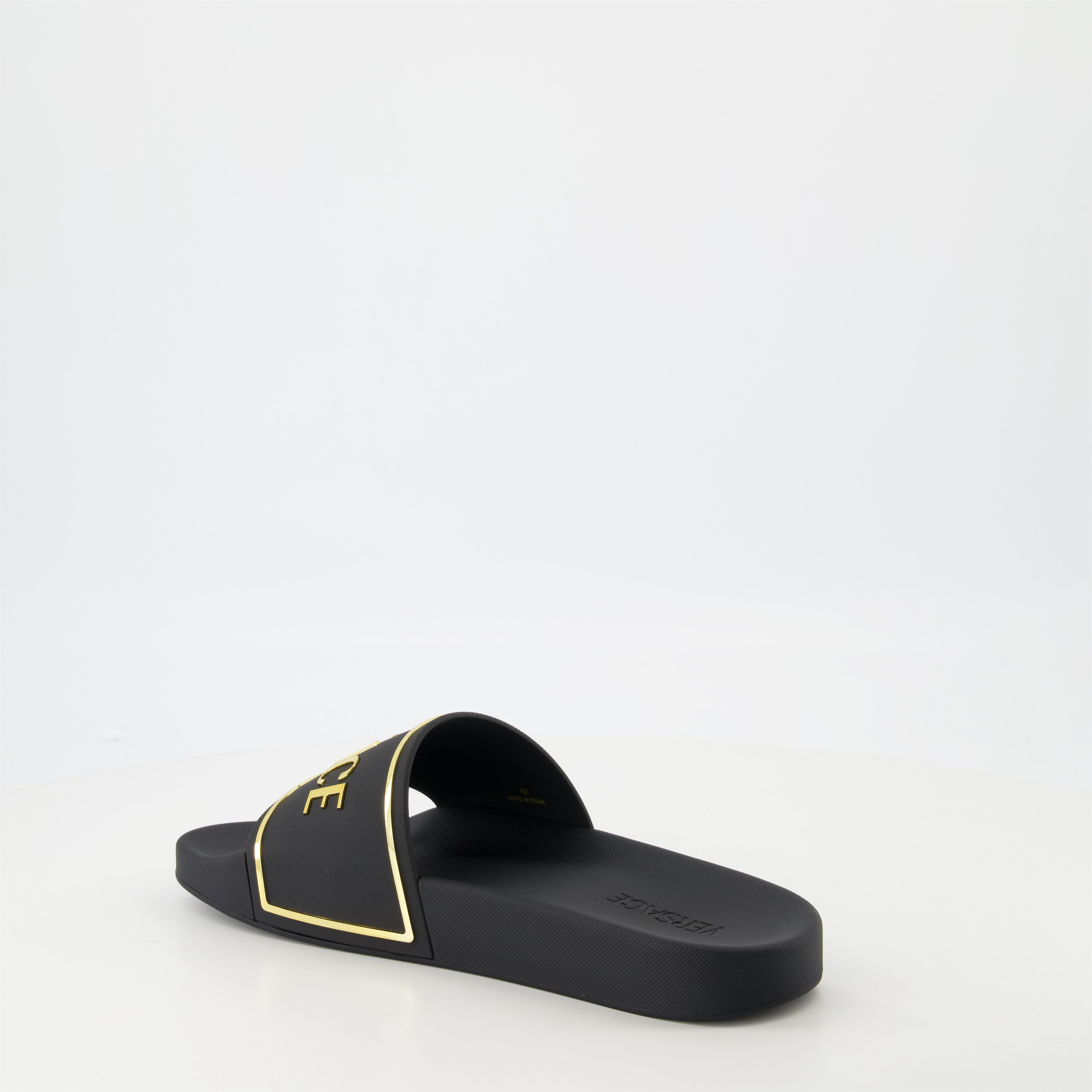 Scarpe aperte Claquettes à logo Versace Nero Homme