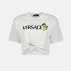 T-shirts T-shirt crop fraises Versace Blanc Femme