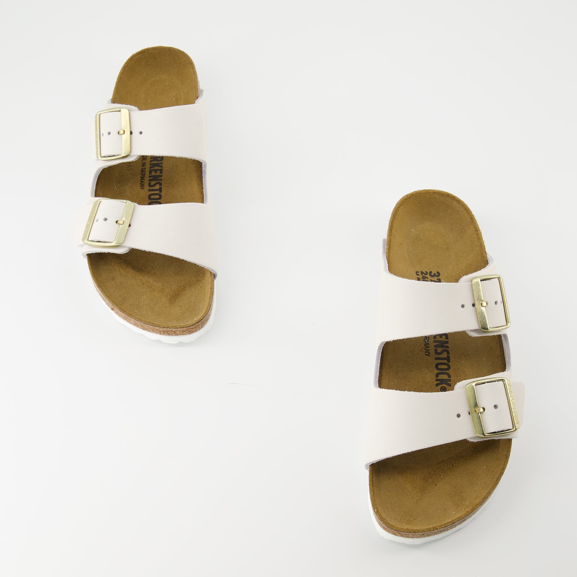 Chaussures ouvertes Sandales Arizona grises Birkenstock Blanc Femme