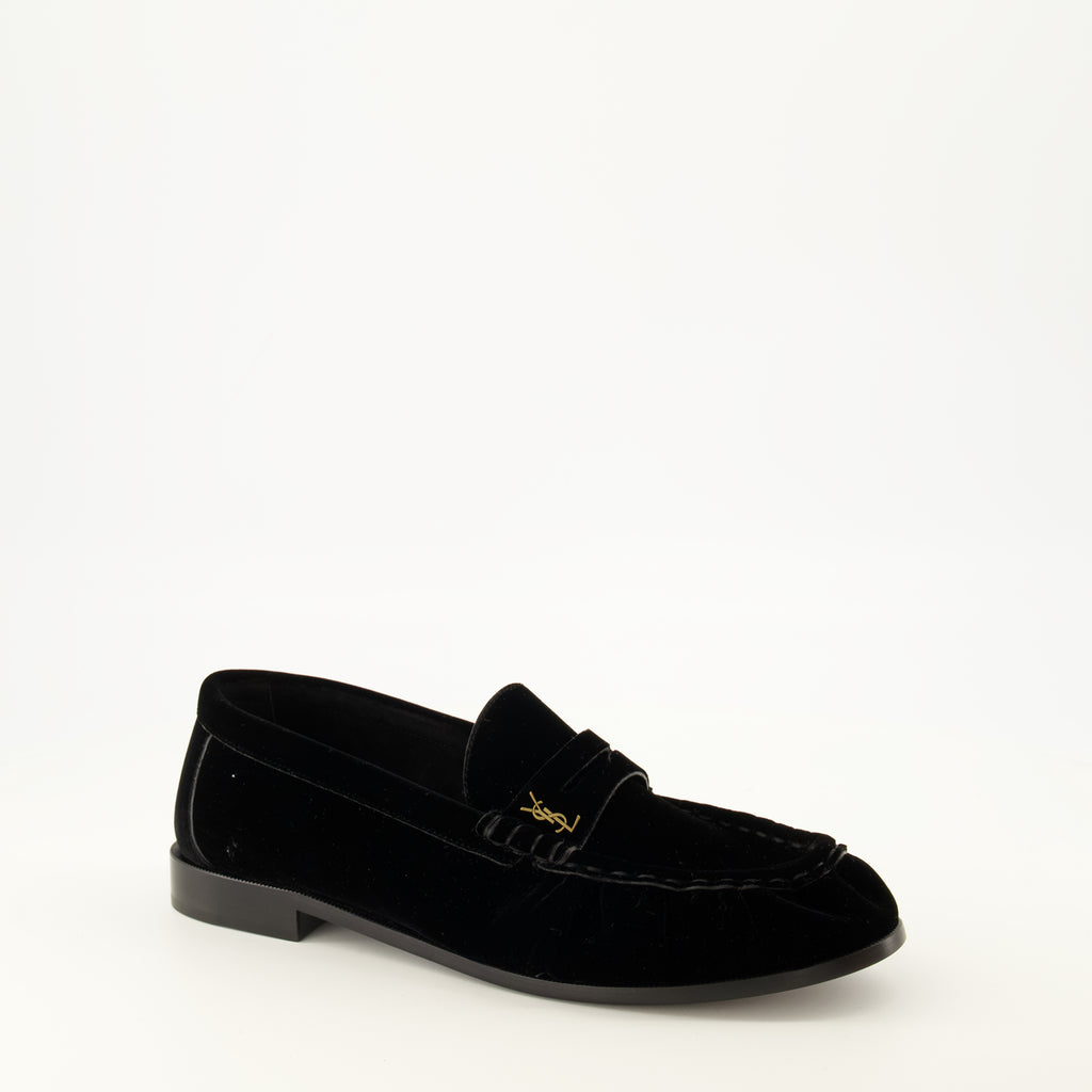 Mocassins Schwarzer Samt Supple Loafer Saint Laurent Noir Homme