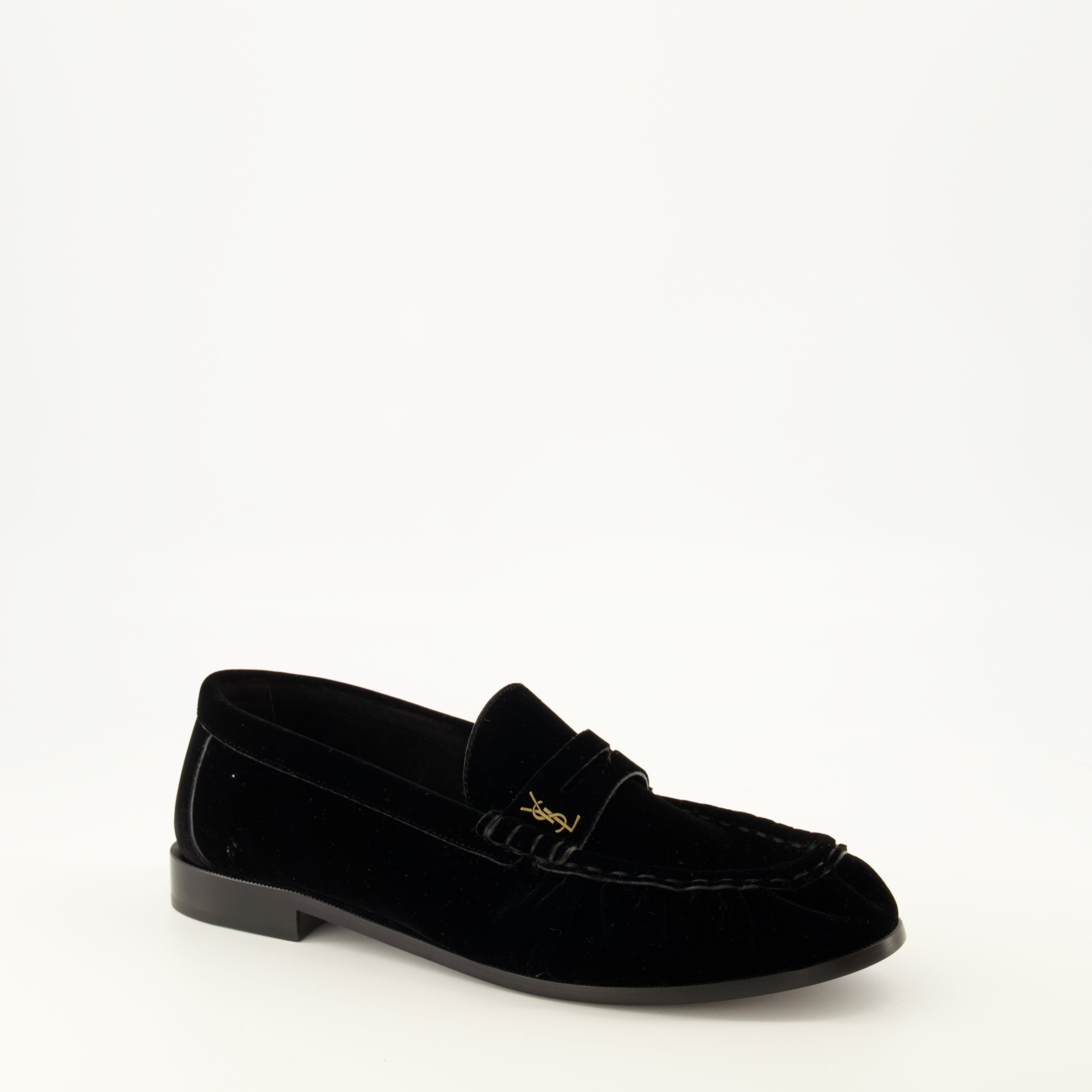 Mocassins Schwarzer Samt Supple Loafer Saint Laurent Noir Homme