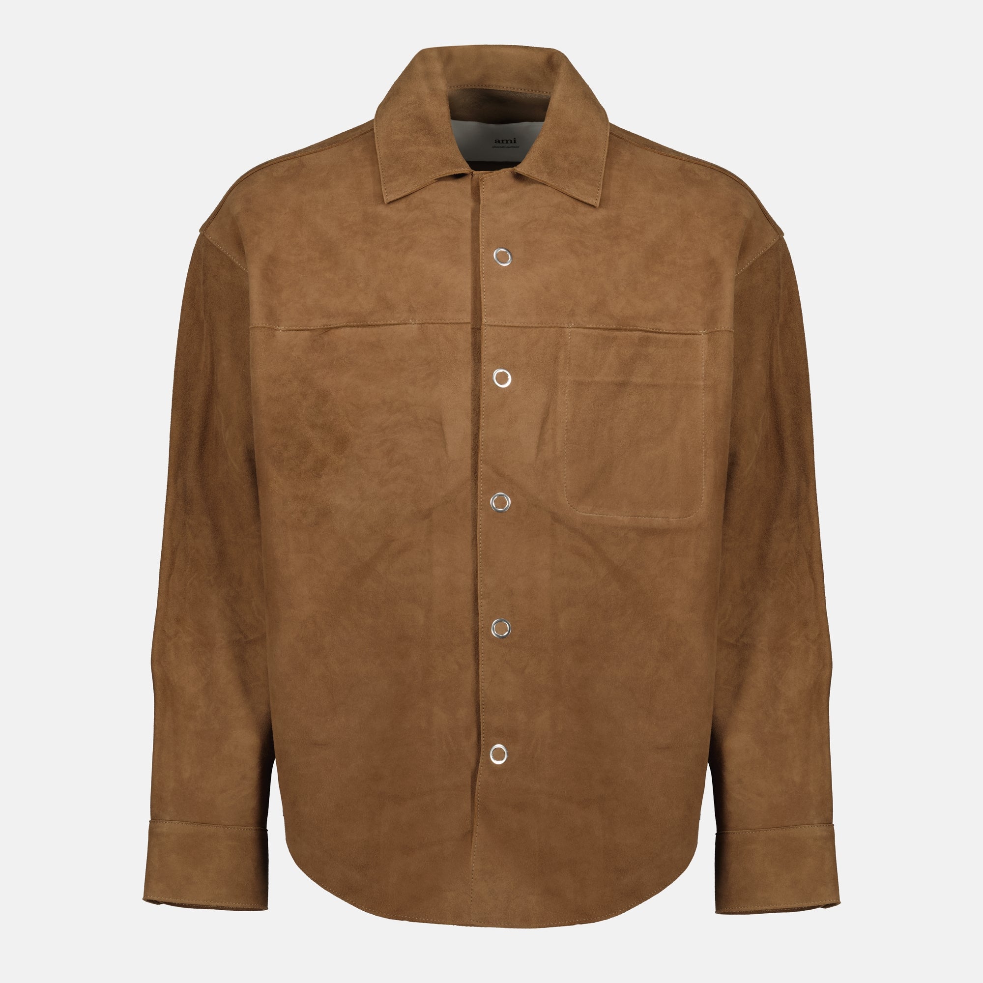 Immagine dell'articolo giacca camicia in pelle del marchio Ami PARIS per Unisex - Stagione Autunno-Inverno 2025 - Vista Fronte