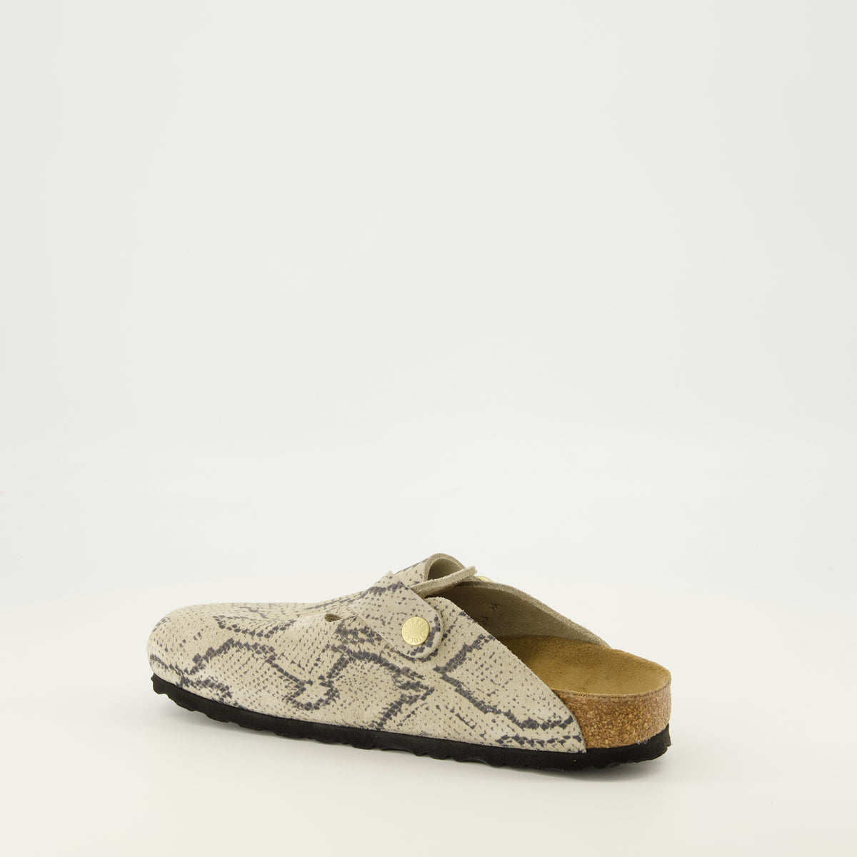 Chaussures ouvertes Boston Mules with Snake Print Birkenstock Beige Femme