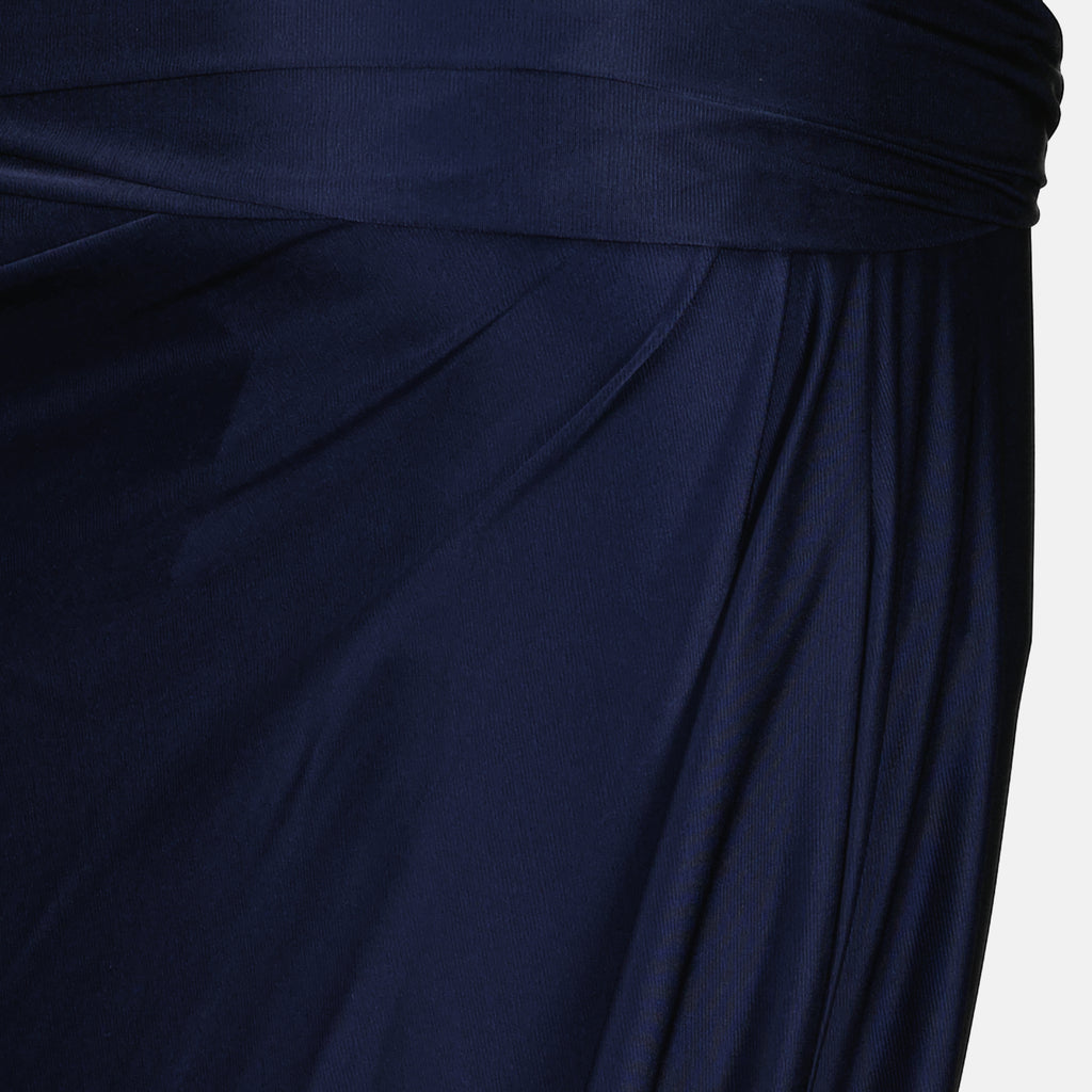 여성용 브랜드 Rabanne의 네이비 블루 저지 미디 스커트 이미지 - 2026 봄-여름 시즌 - 상세 보기_2