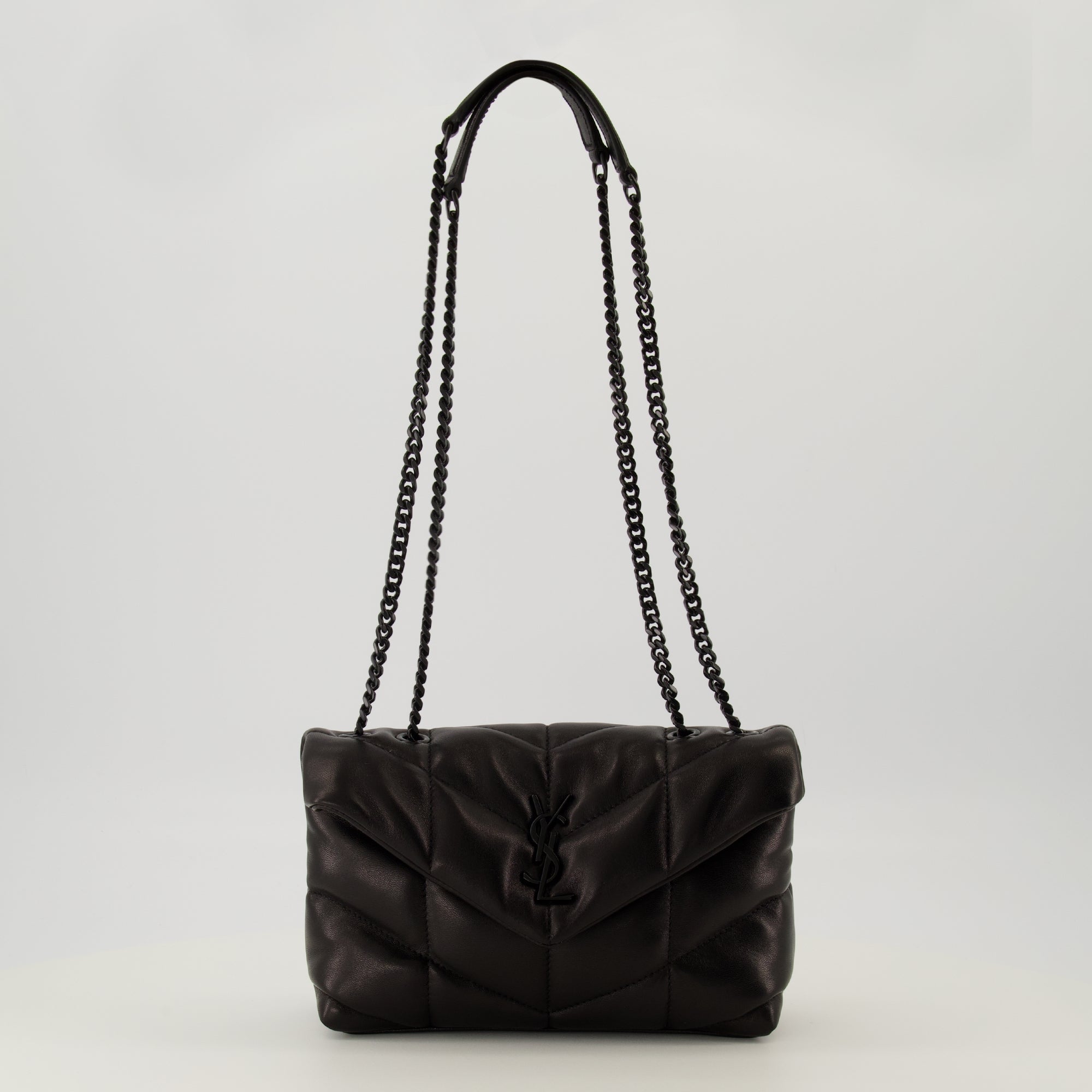 Immagine dell'articolo Borsa Puffer toy in pelle nera del marchio Saint Laurent per Donna - Stagione Autunno-Inverno 2025 - Vista Frontale
