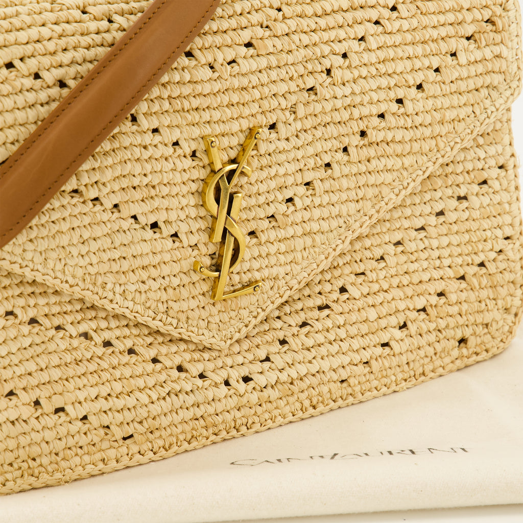 Sacs bandoulière Loulou Bag em Ráfia e Couro Bege Saint Laurent Beige Femme