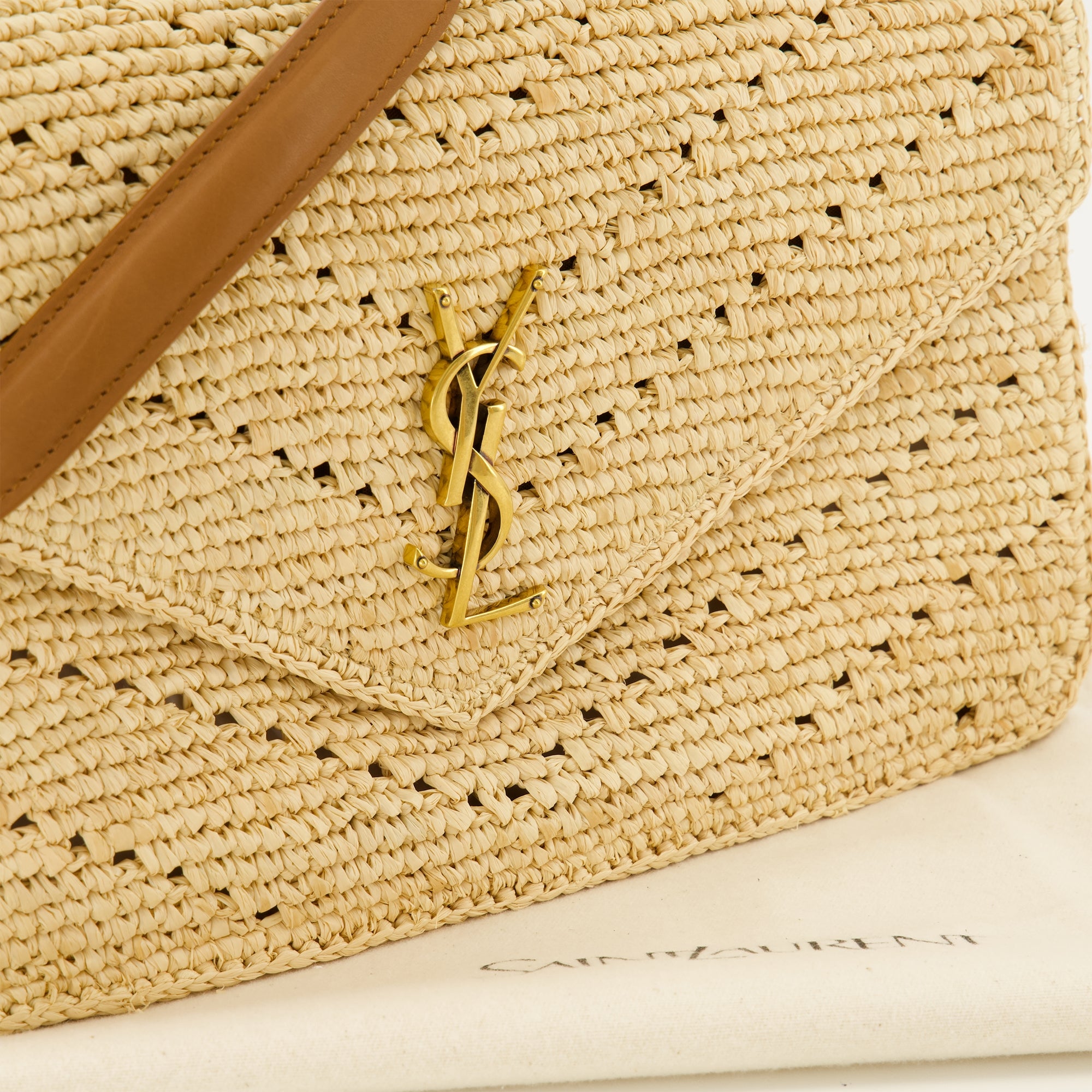 Sacs bandoulière Bolso Loulou en Raffia y Cuero Beige Saint Laurent Beige Femme