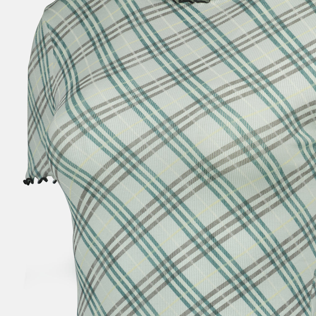 T-shirts Checked Stretch Top Burberry Green Femme
